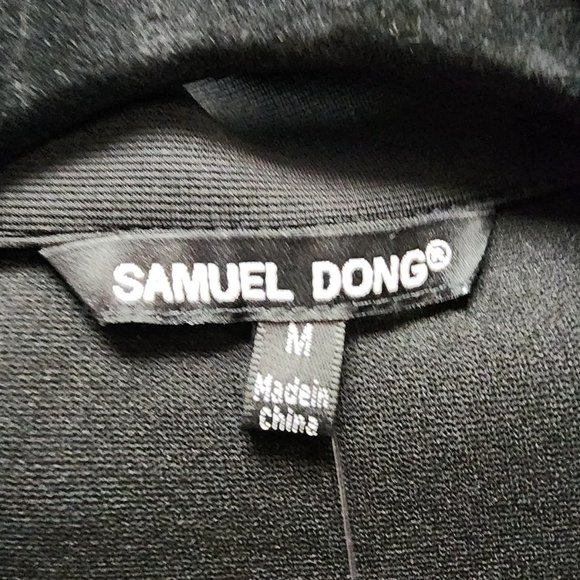 Samuel Dong Black Ribbed Knit Patchwork Zip Up Jacket Size M - Picture 8 of 10